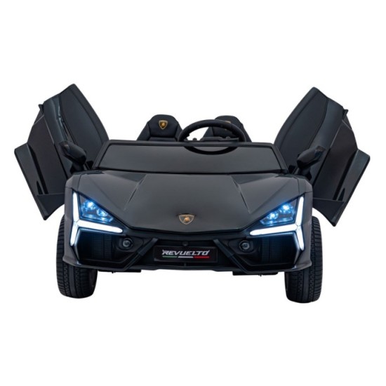 JOKO Elektrické autíčko Lamborghini Revuelto XL 4x4 24V, Dvojmiestne Kožené sedadlo, Penové kolesá, FM rádio, Nosnosť 60kg, čier