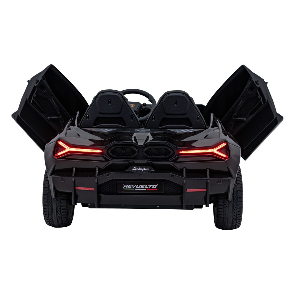 JOKO Elektrické autíčko Lamborghini Revuelto XL 4x4 24V, Dvojmiestne Kožené sedadlo, Penové kolesá, FM rádio, Nosnosť 60kg, čier