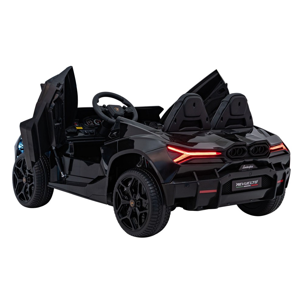 JOKO Elektrické autíčko Lamborghini Revuelto XL 4x4 24V, Dvojmiestne Kožené sedadlo, Penové kolesá, FM rádio, Nosnosť 60kg, čier