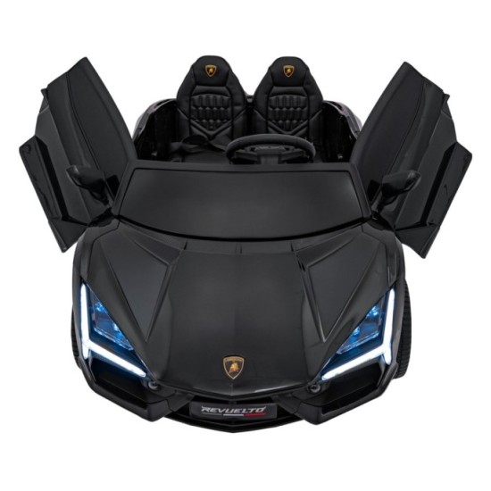 JOKO Elektrické autíčko Lamborghini Revuelto XL 4x4 24V, Dvojmiestne Kožené sedadlo, Penové kolesá, FM rádio, Nosnosť 60kg, čier