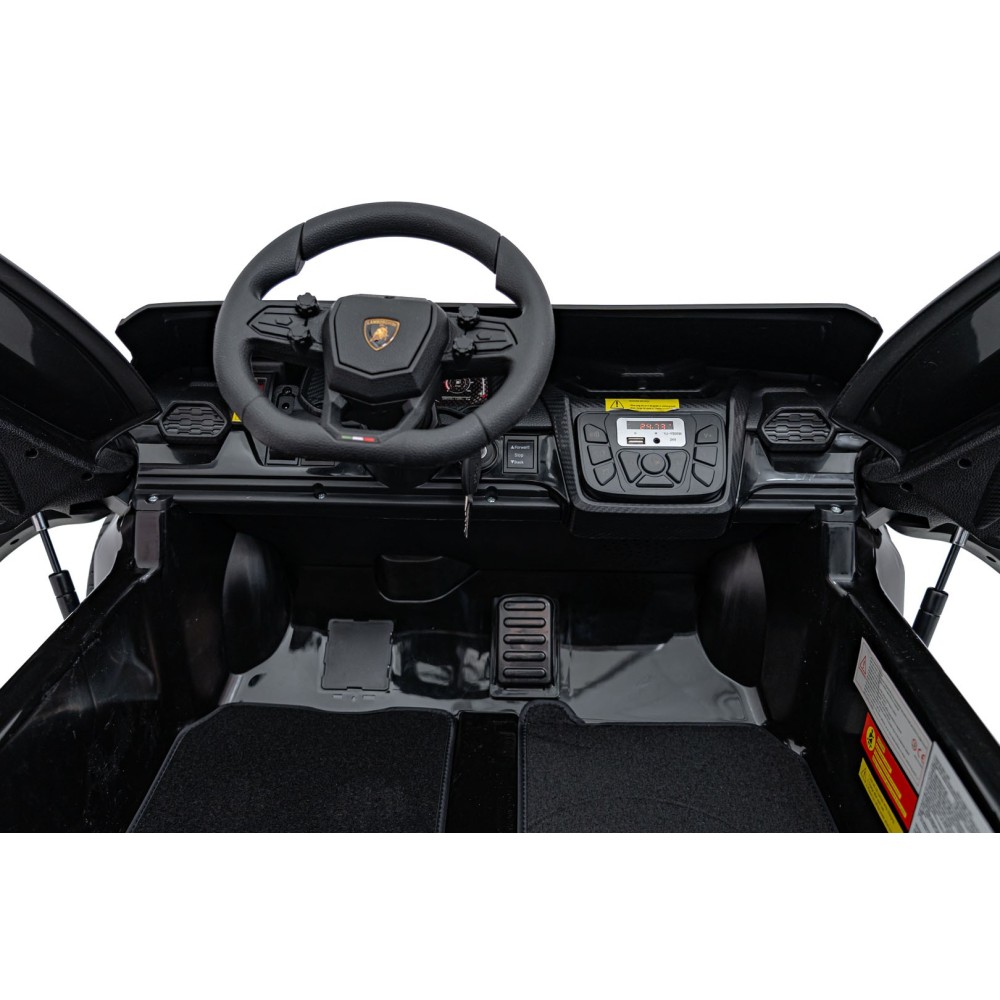 JOKO Elektrické autíčko Lamborghini Revuelto XL 4x4 24V, Dvojmiestne Kožené sedadlo, Penové kolesá, FM rádio, Nosnosť 60kg, čier
