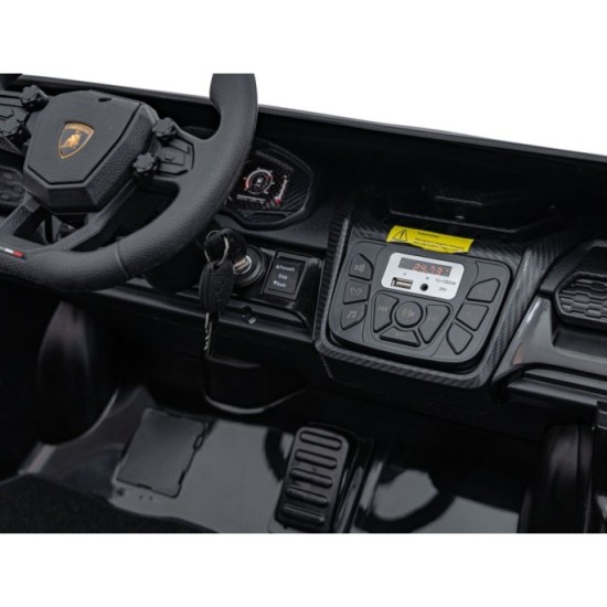 JOKO Elektrické autíčko Lamborghini Revuelto XL 4x4 24V, Dvojmiestne Kožené sedadlo, Penové kolesá, FM rádio, Nosnosť 60kg, čier