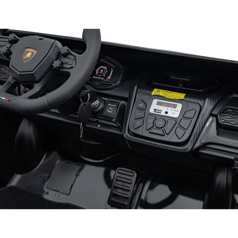JOKO Elektrické autíčko Lamborghini Revuelto XL 4x4 24V, Dvojmiestne Kožené sedadlo, Penové kolesá, FM rádio, Nosnosť 60kg, čier