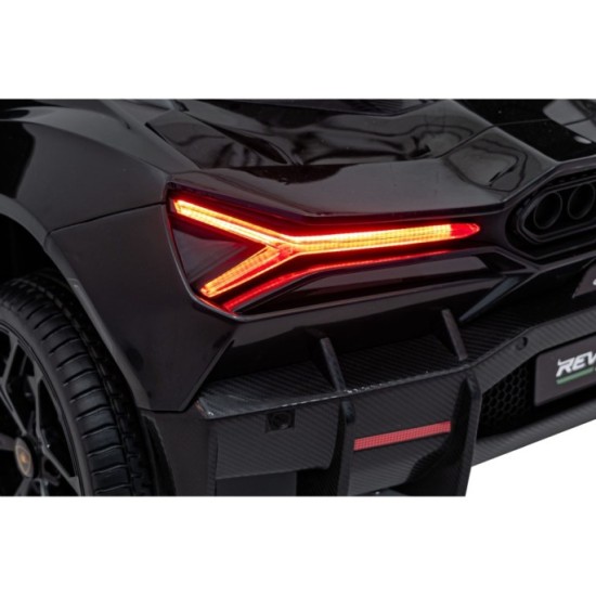 JOKO Elektrické autíčko Lamborghini Revuelto XL 4x4 24V, Dvojmiestne Kožené sedadlo, Penové kolesá, FM rádio, Nosnosť 60kg, čier