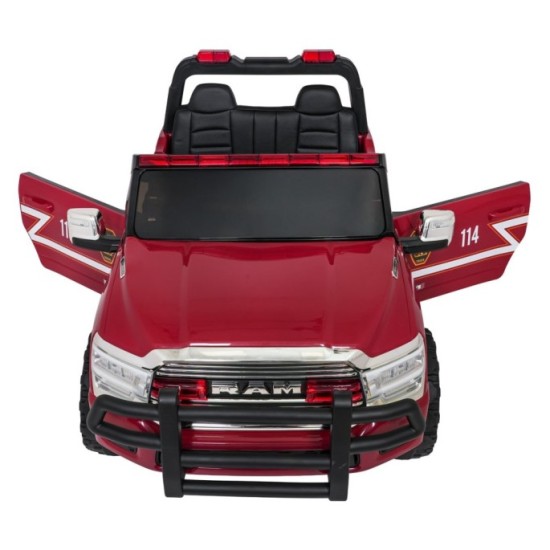 JOKO Elektrické atíčko RAM 3500 Hasičské Auto 2x200W 24V, kožené sedadlo, penové kolesá, červené