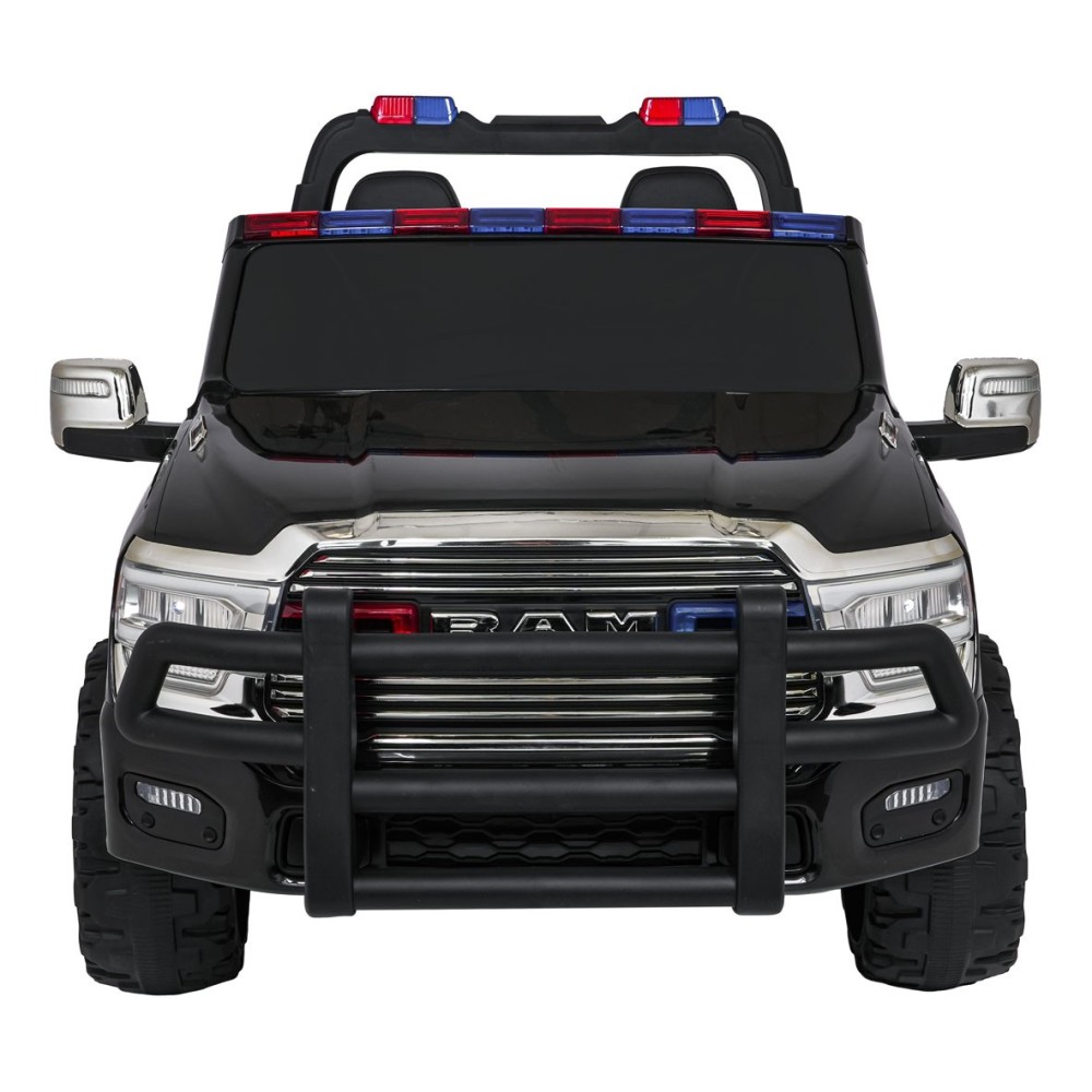 JOKO Elektrické atíčko RAM 3500 Policajné auto 2x200W 24V, kožené sedadlo, nosnosť 50kg, majáky, penové kolesá, čierne