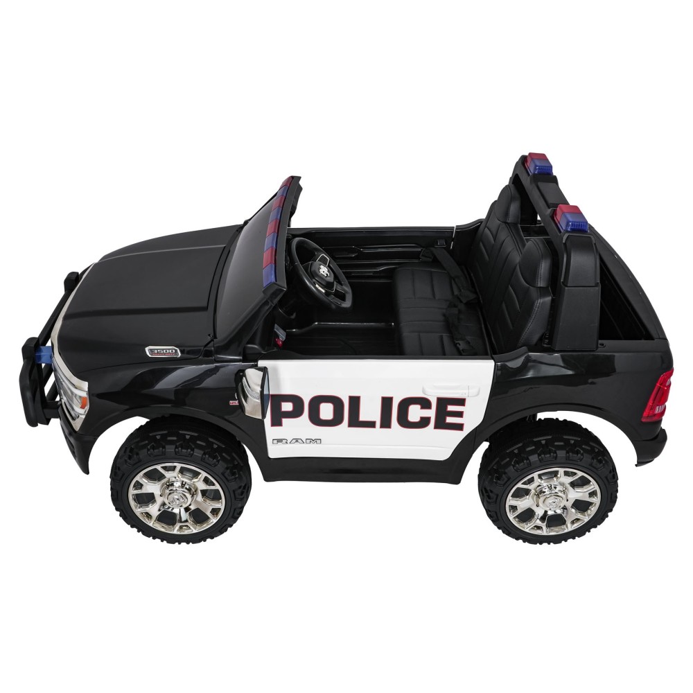 JOKO Elektrické atíčko RAM 3500 Policajné auto 2x200W 24V, kožené sedadlo, nosnosť 50kg, majáky, penové kolesá, čierne
