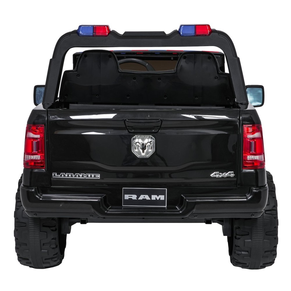 JOKO Elektrické atíčko RAM 3500 Policajné auto 2x200W 24V, kožené sedadlo, nosnosť 50kg, majáky, penové kolesá, čierne