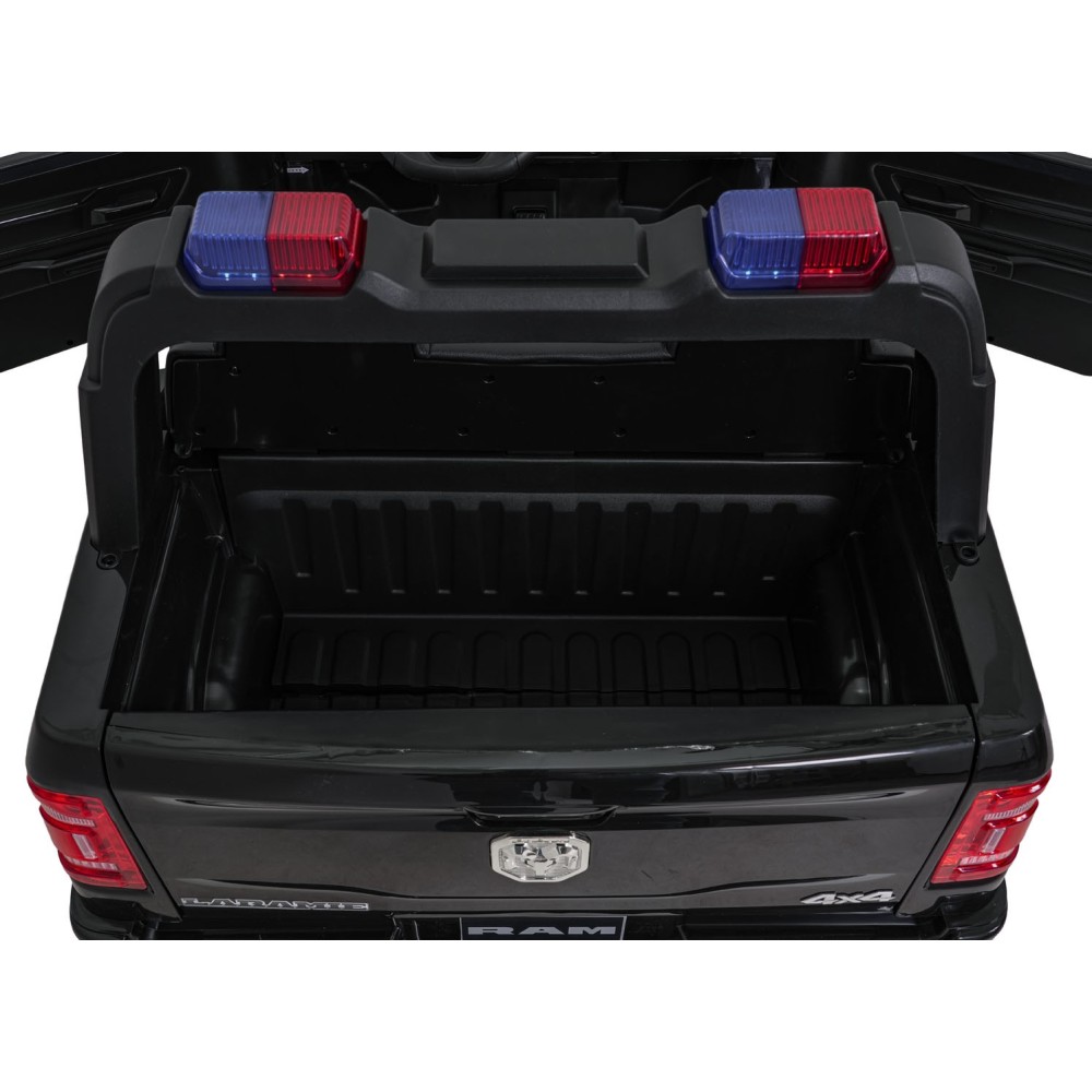 JOKO Elektrické atíčko RAM 3500 Policajné auto 2x200W 24V, kožené sedadlo, nosnosť 50kg, majáky, penové kolesá, čierne