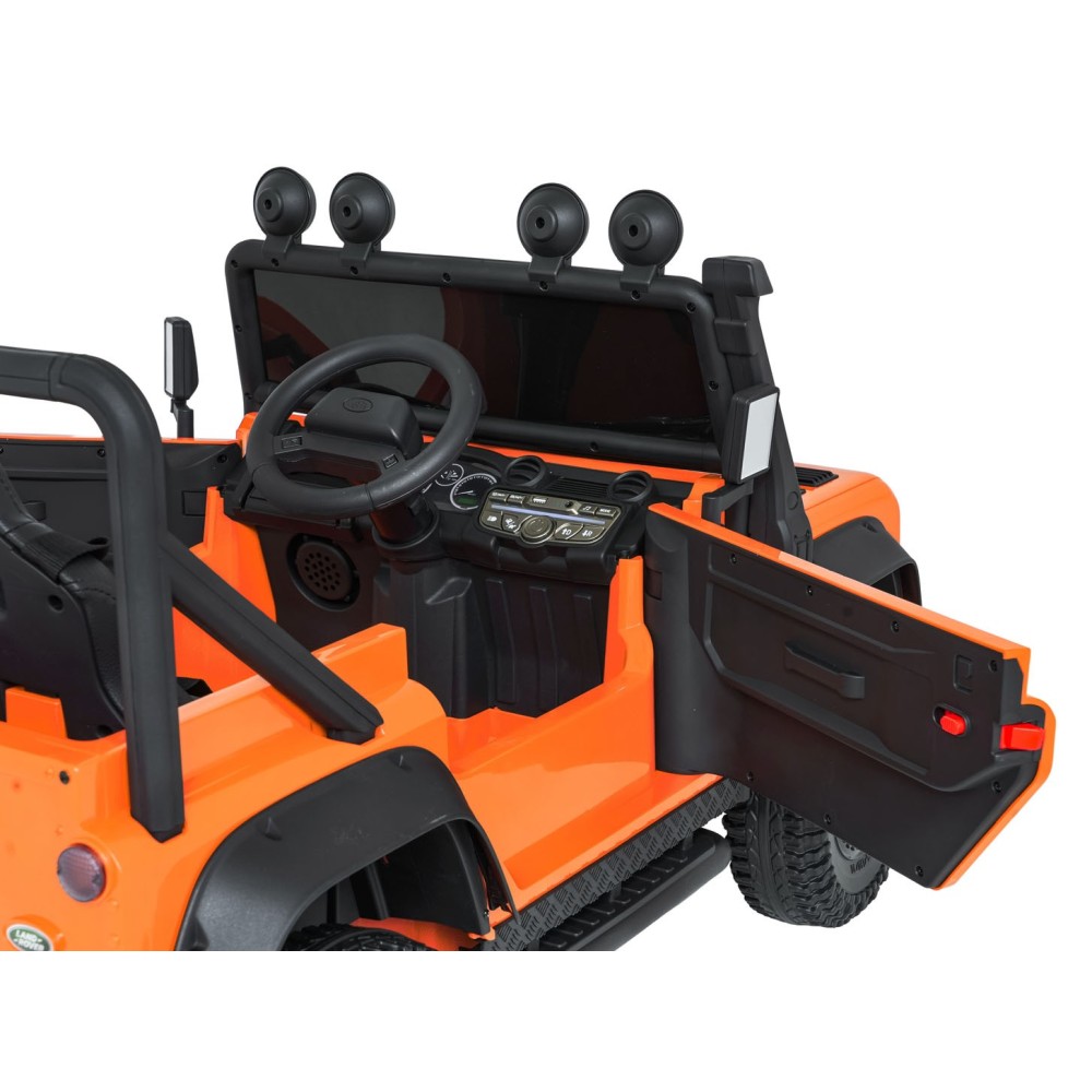 JOKO Elektrické autičko Land Rover Defender 110 SVX Concept 2x100W 24V, penové kolesá, kožené sedadlo, oranžové