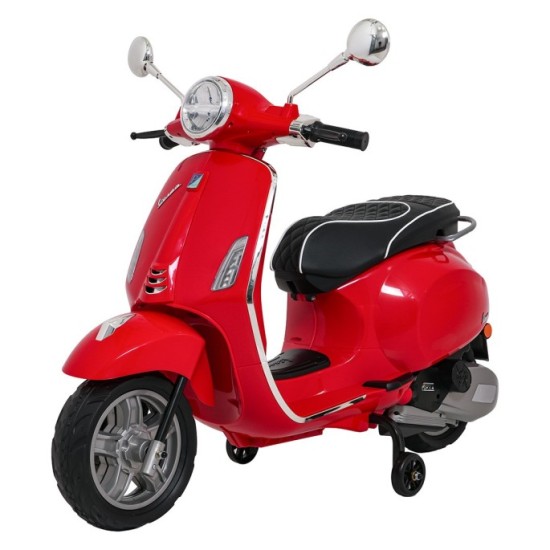 JOKO Elektrická Motorka Skúter Vespa ROMA, kožené sedalo, penové kolesá, červená