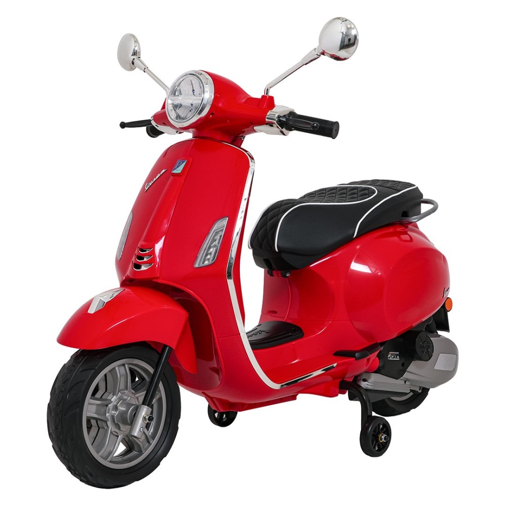 JOKO Elektrická Motorka Skúter Vespa ROMA, kožené sedalo, penové kolesá, červená