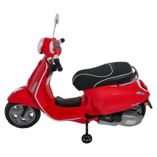 JOKO Elektrická Motorka Skúter Vespa ROMA, kožené sedalo, penové kolesá, červená