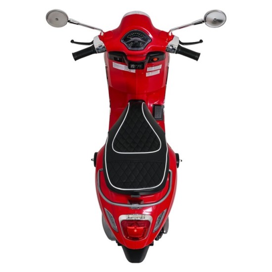 JOKO Elektrická Motorka Skúter Vespa ROMA, kožené sedalo, penové kolesá, červená