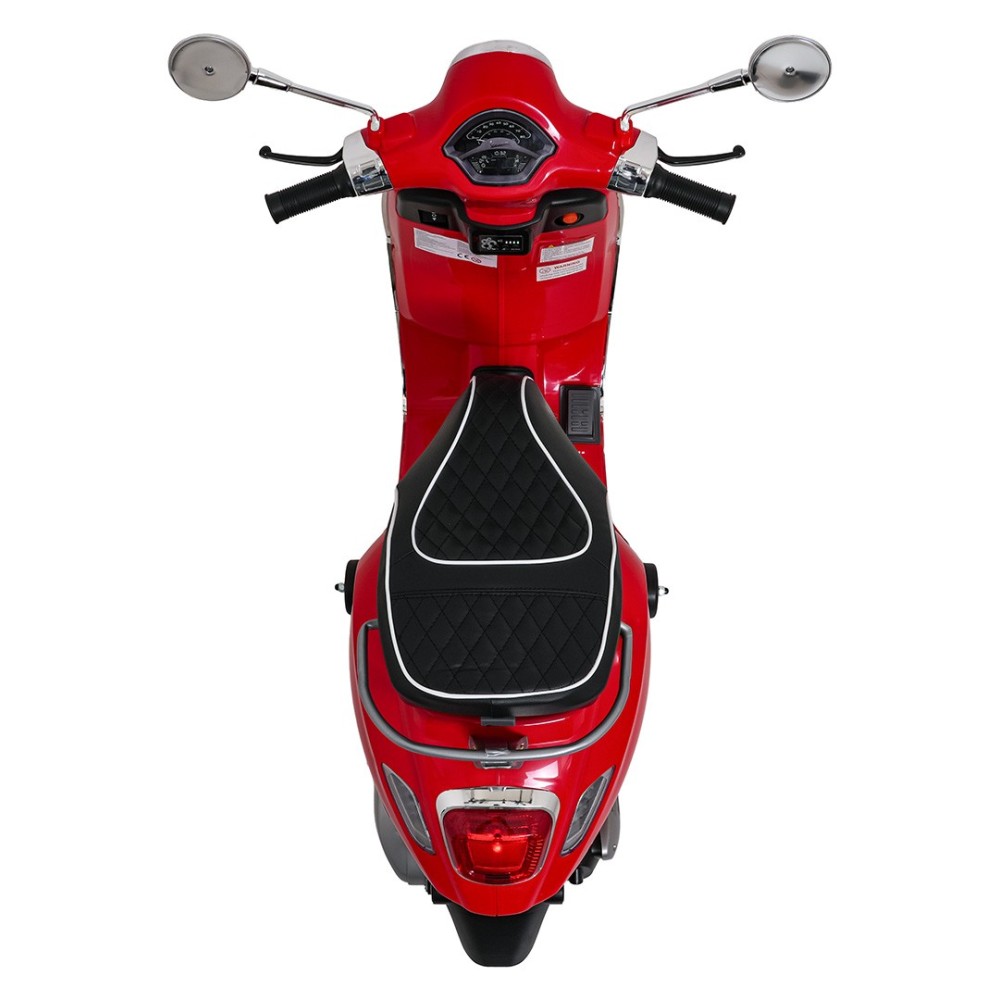 JOKO Elektrická Motorka Skúter Vespa ROMA, kožené sedalo, penové kolesá, červená