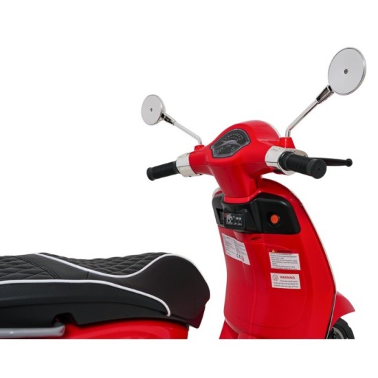 JOKO Elektrická Motorka Skúter Vespa ROMA, kožené sedalo, penové kolesá, červená