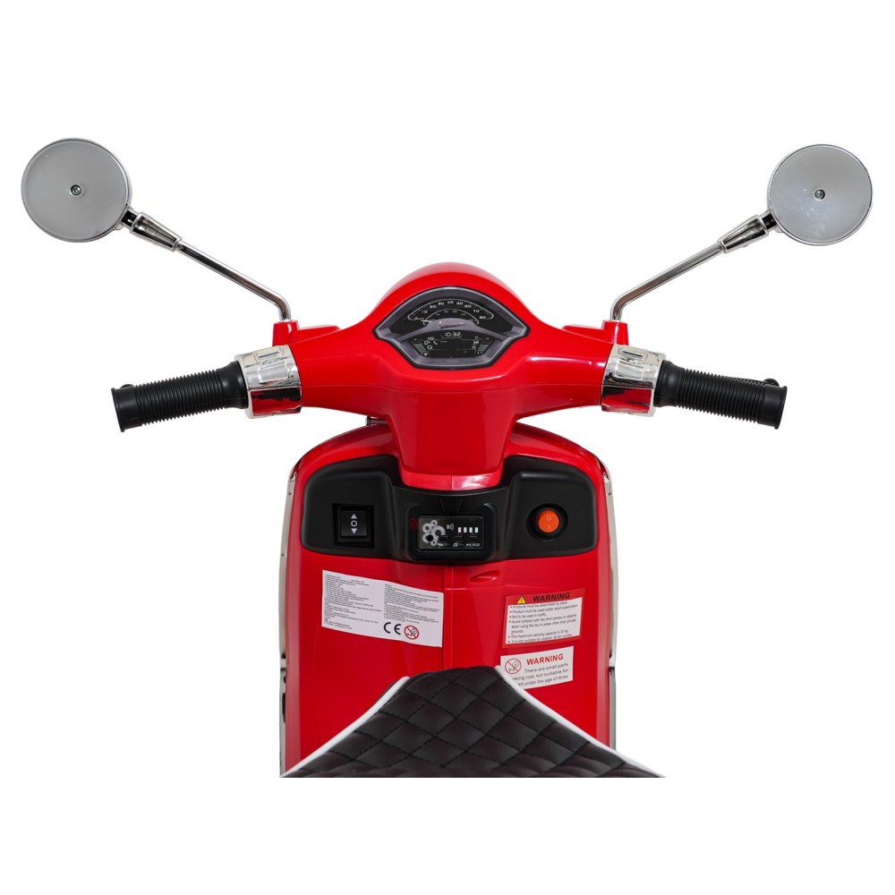 JOKO Elektrická Motorka Skúter Vespa ROMA, kožené sedalo, penové kolesá, červená