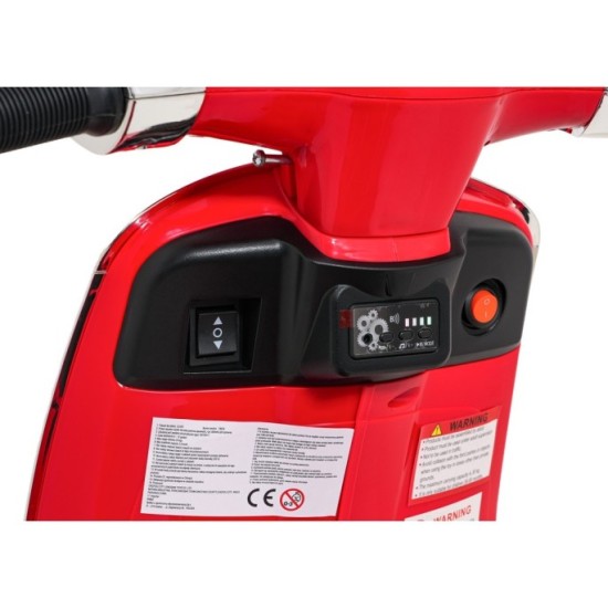 JOKO Elektrická Motorka Skúter Vespa ROMA, kožené sedalo, penové kolesá, červená