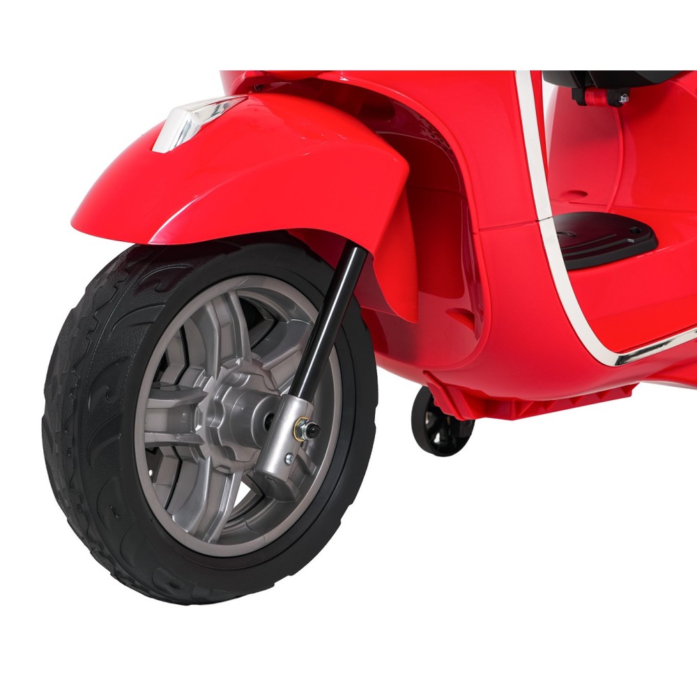 JOKO Elektrická Motorka Skúter Vespa ROMA, kožené sedalo, penové kolesá, červená