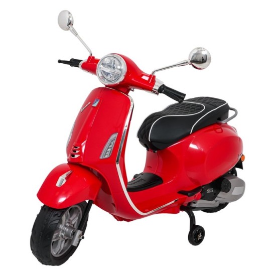 JOKO Elektrická Motorka Skúter Vespa ROMA, kožené sedalo, penové kolesá, červená