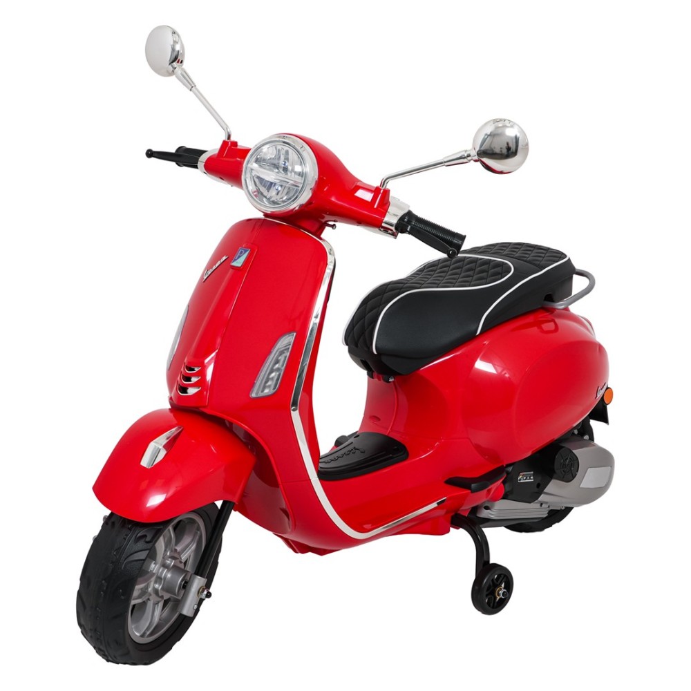JOKO Elektrická Motorka Skúter Vespa ROMA, kožené sedalo, penové kolesá, červená