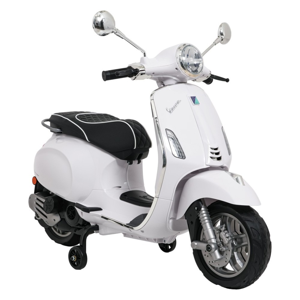 JOKO Elektrická Motorka Skúter Vespa ROMA, kožené sedalo, penové kolesá, biela