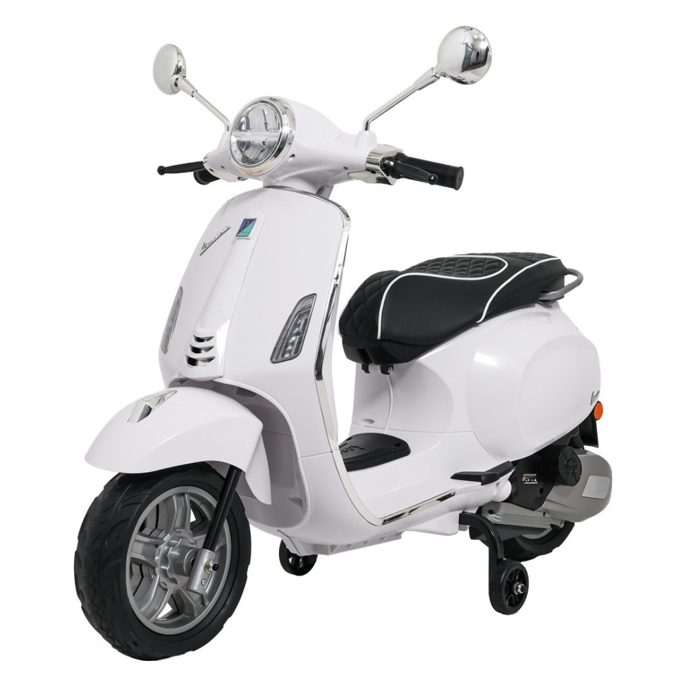 JOKO Elektrická Motorka Skúter Vespa ROMA, kožené sedalo, penové kolesá, biela