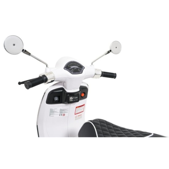 JOKO Elektrická Motorka Skúter Vespa ROMA, kožené sedalo, penové kolesá, biela