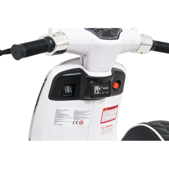 JOKO Elektrická Motorka Skúter Vespa ROMA, kožené sedalo, penové kolesá, biela