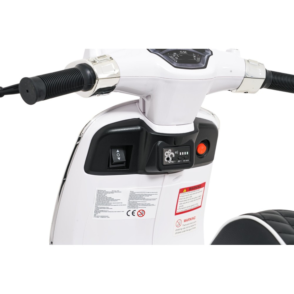 JOKO Elektrická Motorka Skúter Vespa ROMA, kožené sedalo, penové kolesá, biela