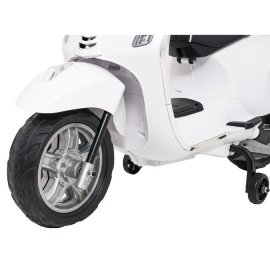 JOKO Elektrická Motorka Skúter Vespa ROMA, kožené sedalo, penové kolesá, biela