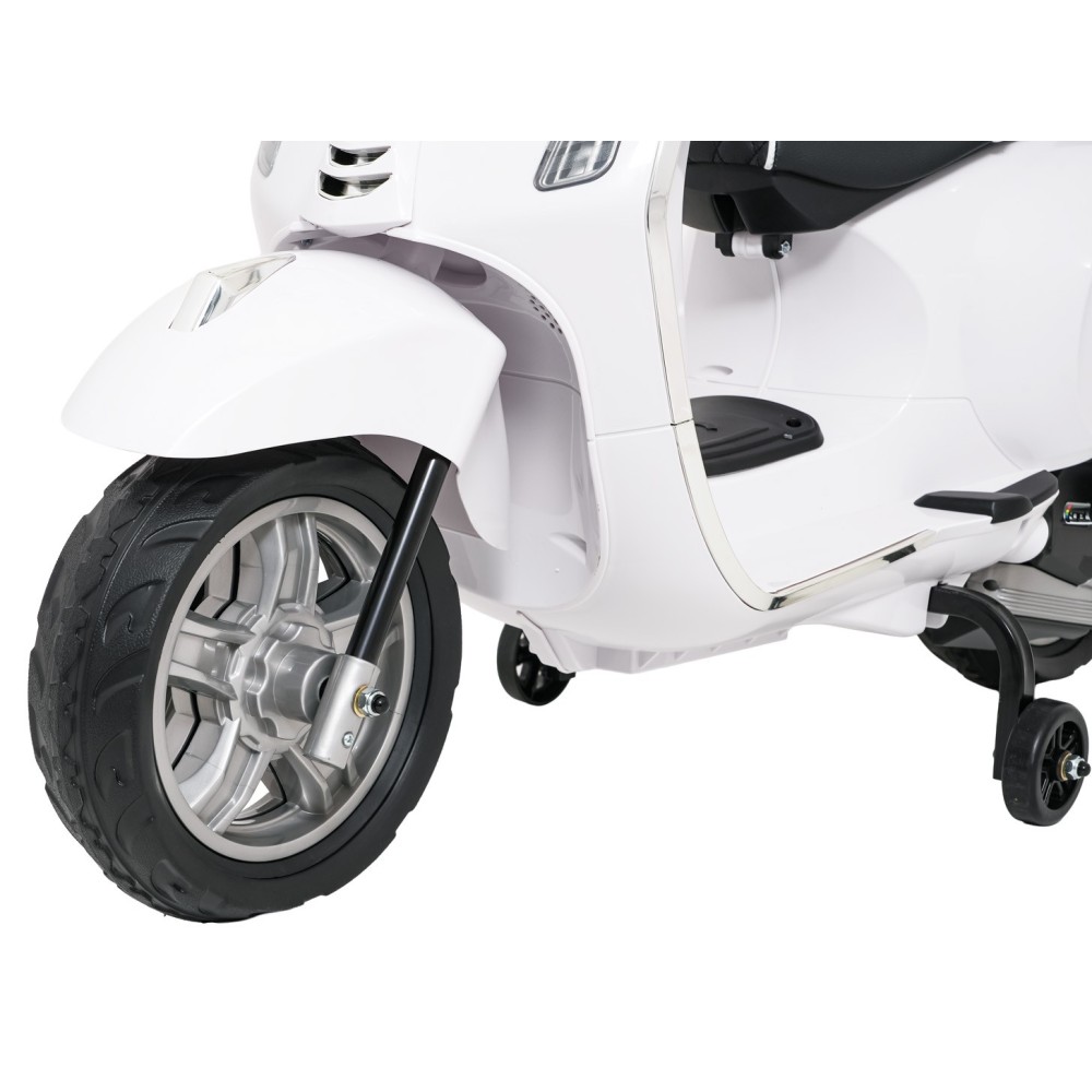 JOKO Elektrická Motorka Skúter Vespa ROMA, kožené sedalo, penové kolesá, biela