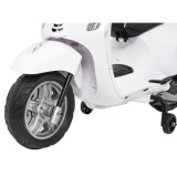JOKO Elektrická Motorka Skúter Vespa ROMA, kožené sedalo, penové kolesá, biela