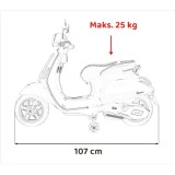 JOKO Elektrická Motorka Skúter Vespa ROMA, kožené sedalo, penové kolesá, biela
