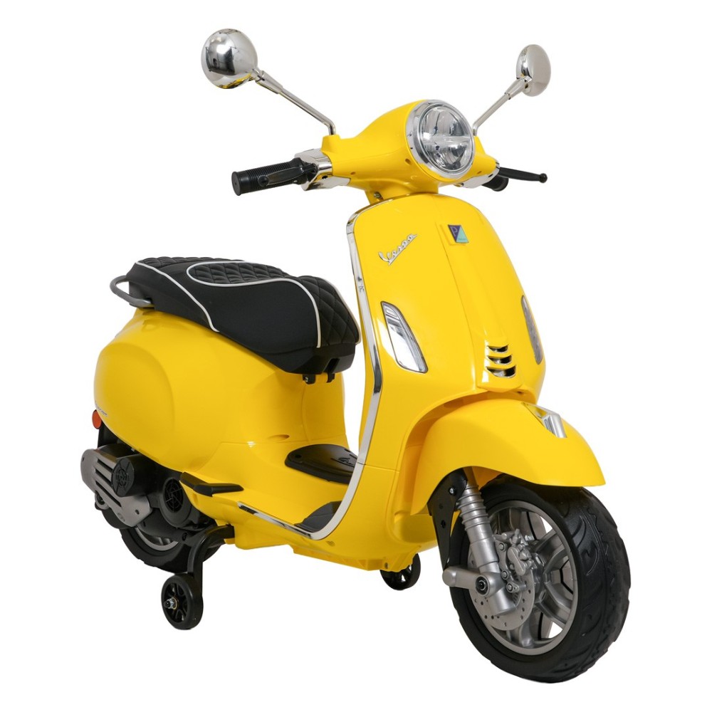 JOKO Elektrická Motorka Skúter Vespa ROMA, kožené sedalo, penové kolesá, žltá