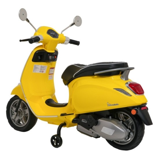 JOKO Elektrická Motorka Skúter Vespa ROMA, kožené sedalo, penové kolesá, žltá