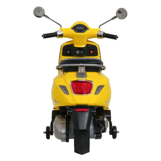 JOKO Elektrická Motorka Skúter Vespa ROMA, kožené sedalo, penové kolesá, žltá