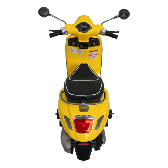 JOKO Elektrická Motorka Skúter Vespa ROMA, kožené sedalo, penové kolesá, žltá