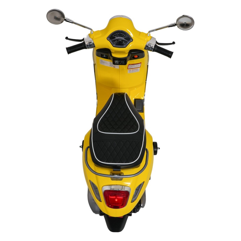 JOKO Elektrická Motorka Skúter Vespa ROMA, kožené sedalo, penové kolesá, žltá