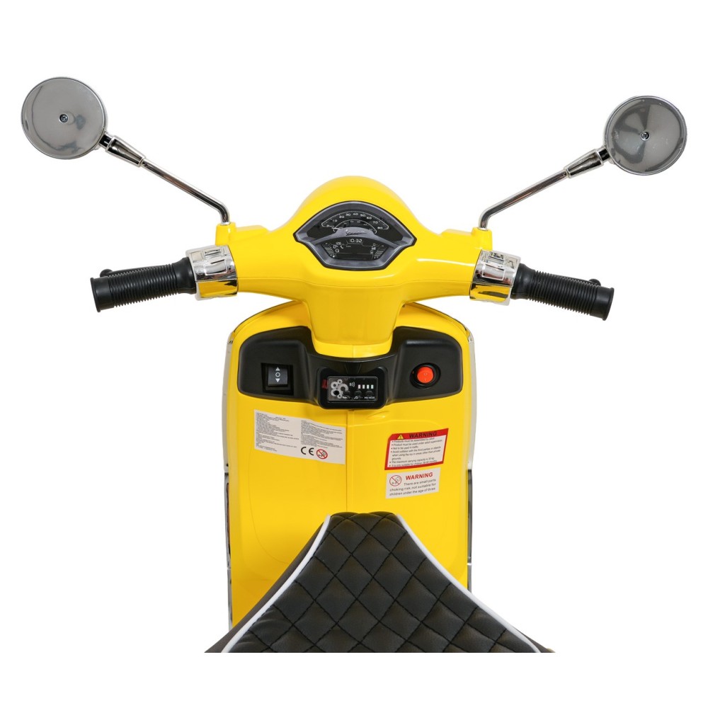 JOKO Elektrická Motorka Skúter Vespa ROMA, kožené sedalo, penové kolesá, žltá