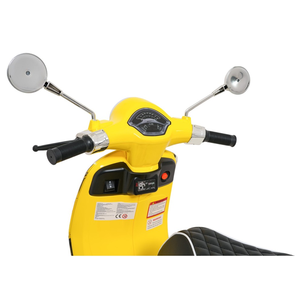 JOKO Elektrická Motorka Skúter Vespa ROMA, kožené sedalo, penové kolesá, žltá