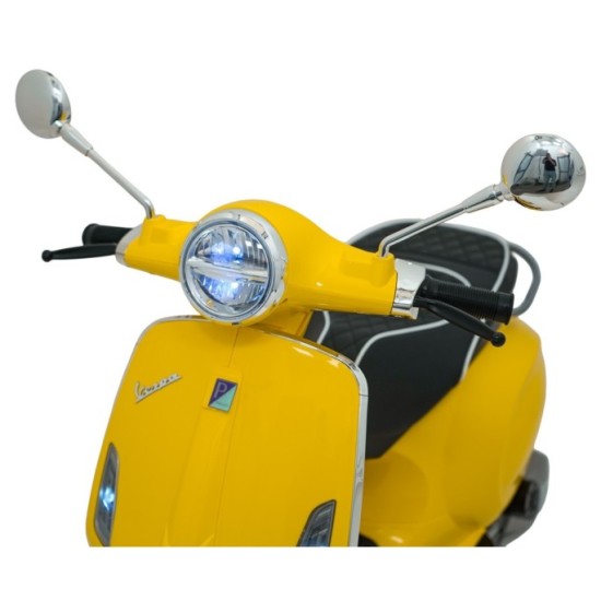 JOKO Elektrická Motorka Skúter Vespa ROMA, kožené sedalo, penové kolesá, žltá