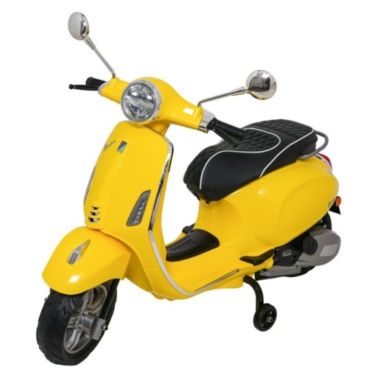 JOKO Elektrická Motorka Skúter Vespa ROMA, kožené sedalo, penové kolesá, žltá