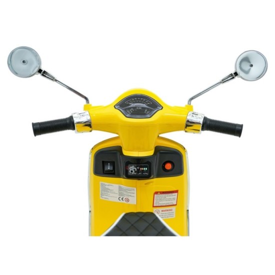 JOKO Elektrická Motorka Skúter Vespa ROMA, kožené sedalo, penové kolesá, žltá
