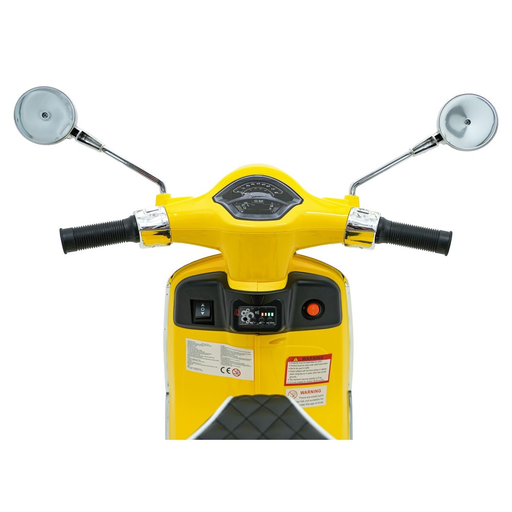 JOKO Elektrická Motorka Skúter Vespa ROMA, kožené sedalo, penové kolesá, žltá