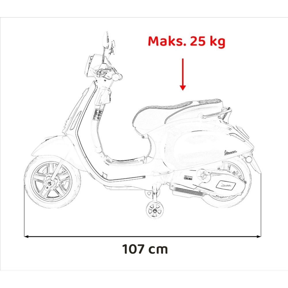 JOKO Elektrická Motorka Skúter Vespa ROMA, kožené sedalo, penové kolesá, žltá