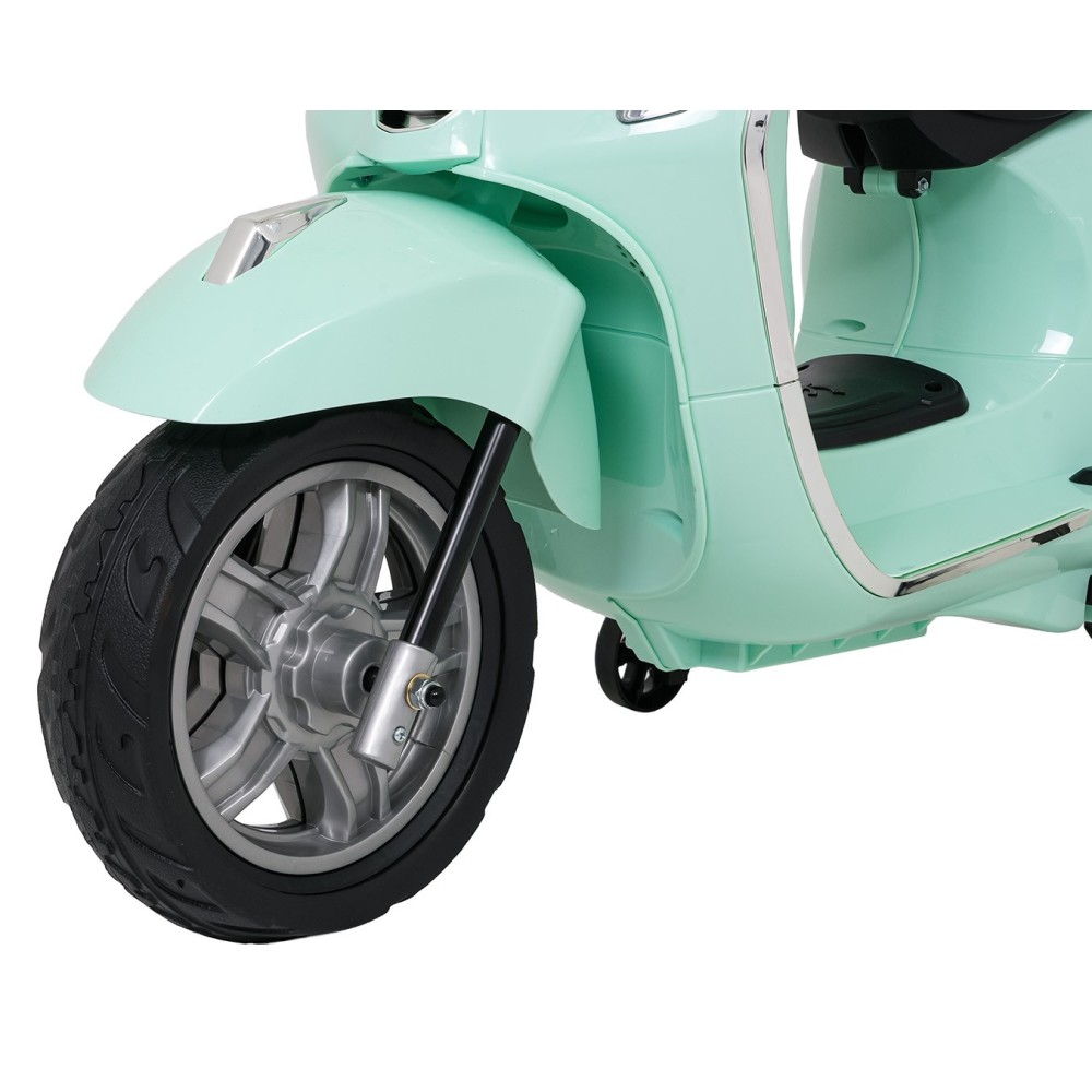 JOKO Elektrická Motorka Skúter Vespa ROMA, kožené sedalo, penové kolesá, zelená