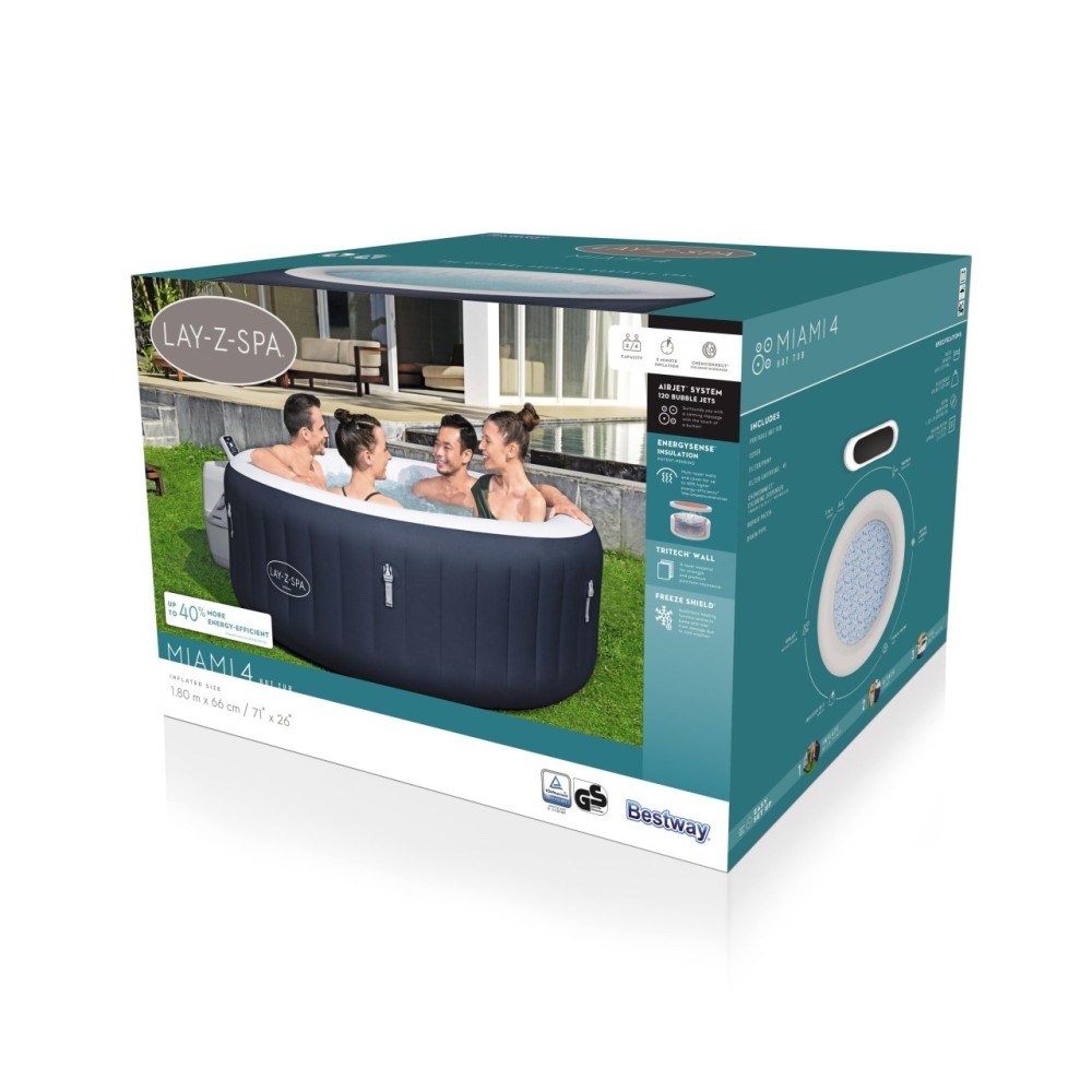 Bestway 6001C Vírivka Lay-Z-Spa Miami Airjet Jacuzzi, pre 4 osoby, priemer 180cm, modrá
