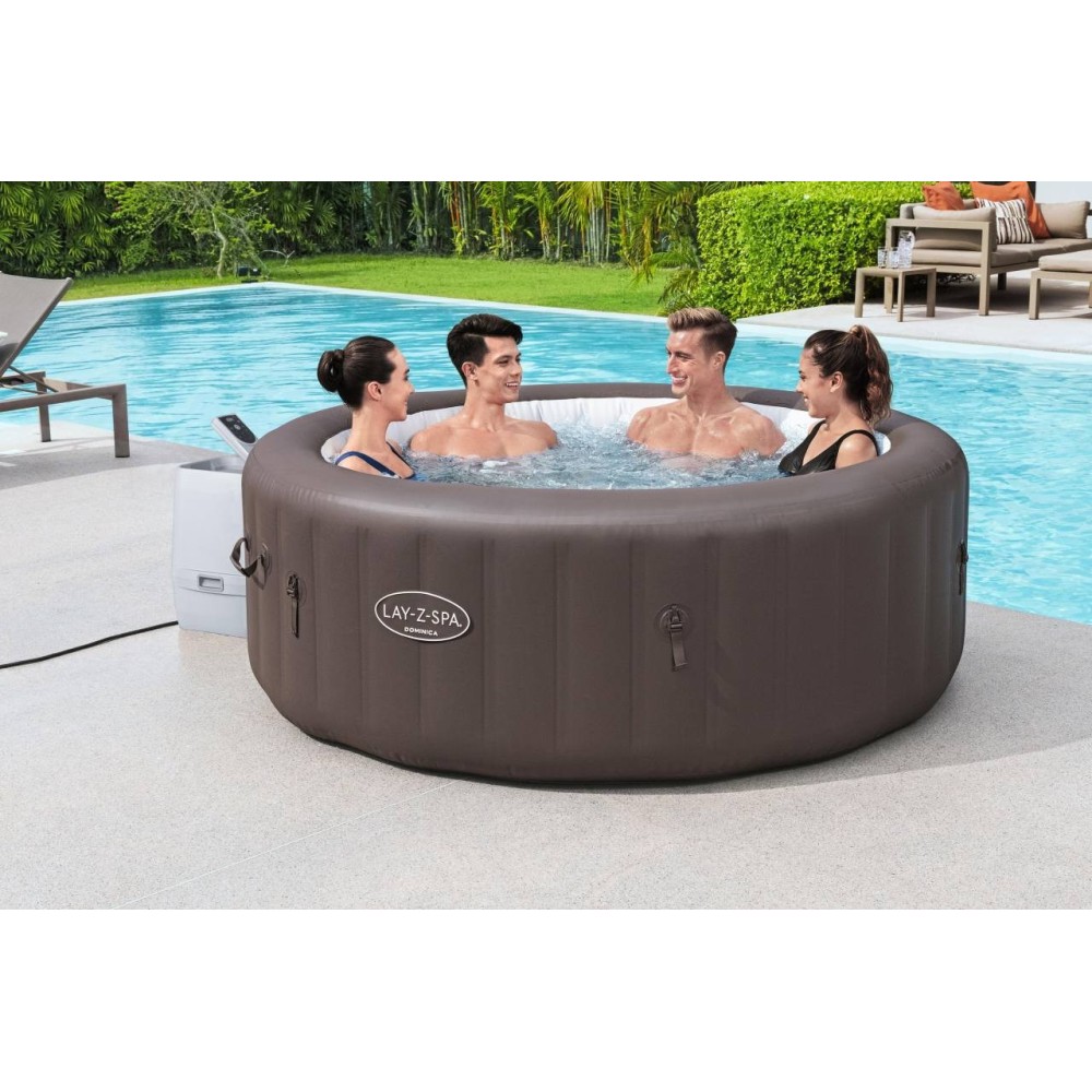 BESTWAY 6001S Vírivka Lay-Z-Spa Dominica SMART HydroJet Jacuzzi s WIFI aplikáciou, priemer 196cm + 4 Vankúše