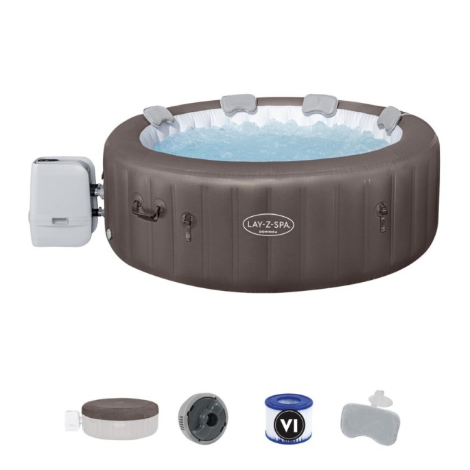 BESTWAY 6001S Vírivka Lay-Z-Spa Dominica SMART HydroJet Jacuzzi s WIFI aplikáciou, priemer 196cm + 4 Vankúše